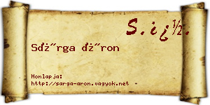 Sárga Áron névjegykártya